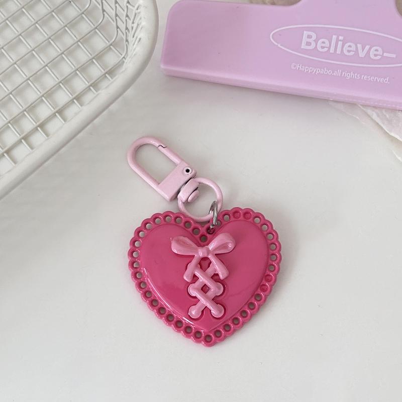 1PC Keychain Initial Pendant For Bags Backpacks Key Accessory Bowknot Creative Plastic Portable Heart Gift Colourful Lightweight