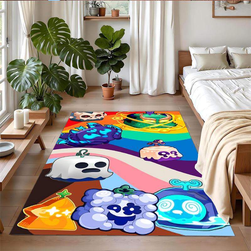 Tappeto Antiscivolo in Velluto di Cristallo, Tappeto con Design Blox Fruits per Interni Soggiorno Camera da Letto Decorazione Casa