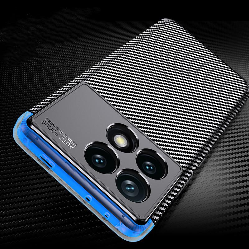 For POCO X6 Pro 5G Case For POCO X6 Pro Cover 6.67 Inch Carbon Fiber Shockproof Silicone Protective Bumper For POCO X6 Pro 5G