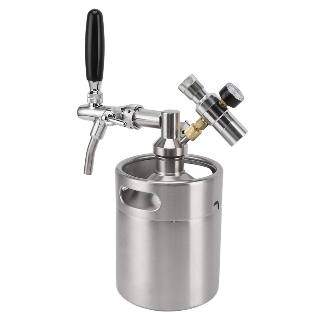 Mini butoi din oțel inoxidabil, 2L, cu injecție ușoară, reglabil, sistem de distribuție de bere acasă, ecartament 60PSI