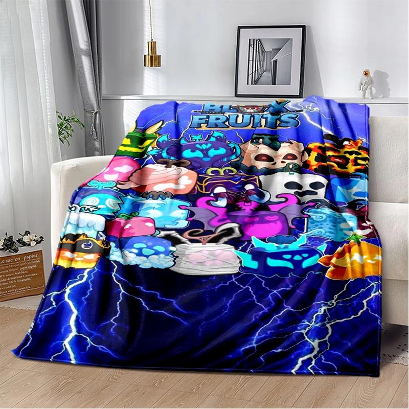 2025 New Style B-Blox Fruit Cartoon Flannel Blanket,Soft Throw Blanket for Home Bedroom Bed Sofa Travel Cover Kid Gift