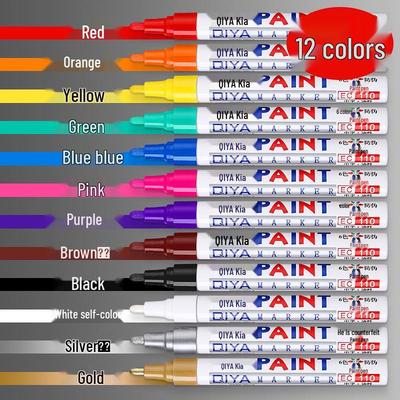 Waterproof Quick-Drying White Oil-Based Metal Paint Marker for Steel & Tire Touch-Ups