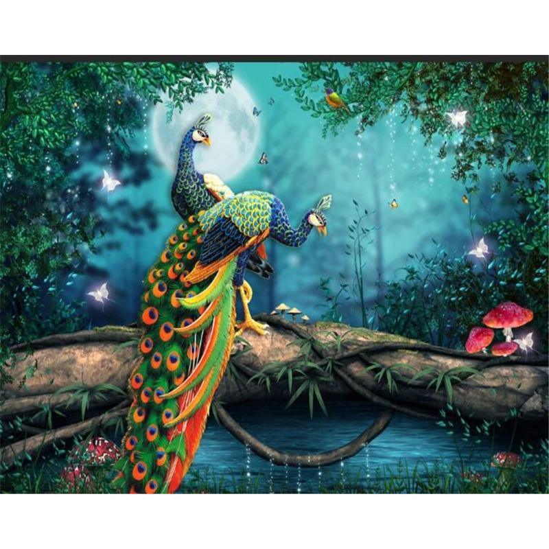 Wallpaper 3d Peacock Wallpaper Tree Background 3d Mural Living Room Bedroom Tv Background Wall Painting Home Decoration