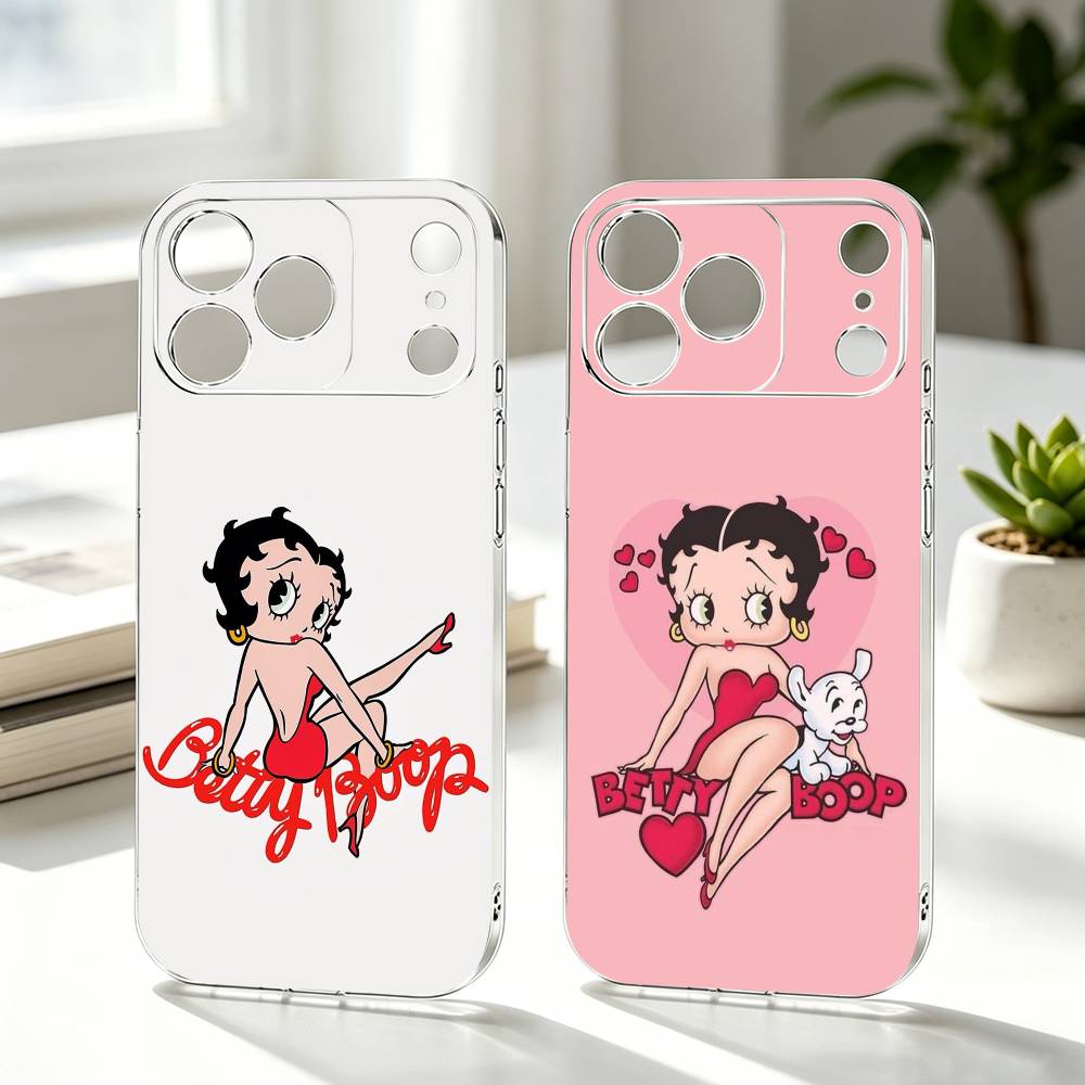 Classic Character B-Bettys Boops Gift Phone Case For iPhone 17 16 15 14 13 12 11 Mini Pro Max Plus Transparent Cover