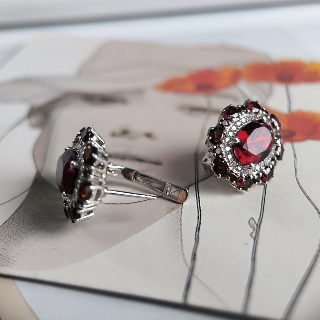 Серебряные серьги с искусственным гранатом nano 10.755ct, гранатом (60002406)