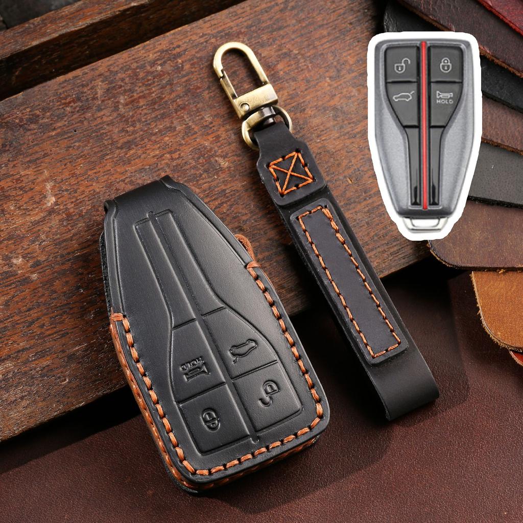 Suitable for Hongqi H5 Key Cover, Hongqi H7 Hs5 Hs7 High-end Car Remote Control Key Case, Ring Case, Genuine Leather.