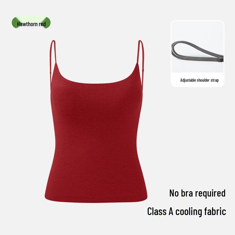 Antibacterial Cool Women's Camisole: Double Straps, Chest Pads, Ice Silk, Seamless Design