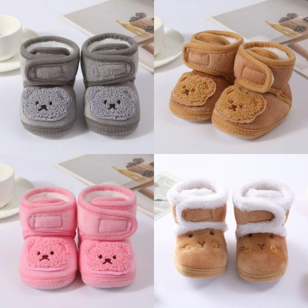 Winter Warm Slippers Cute Cartoon Bear Soft Infant Floor Socks Footwear Newborn Learning Walking Shoes Newborn Shoes