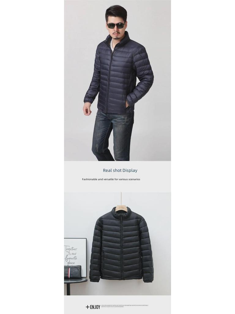 Men's Off-Season Cotton-Padded Jacket: Lightweight Down, Large Sizes for Middle-Aged and Young Men, Thick Winter Jacket