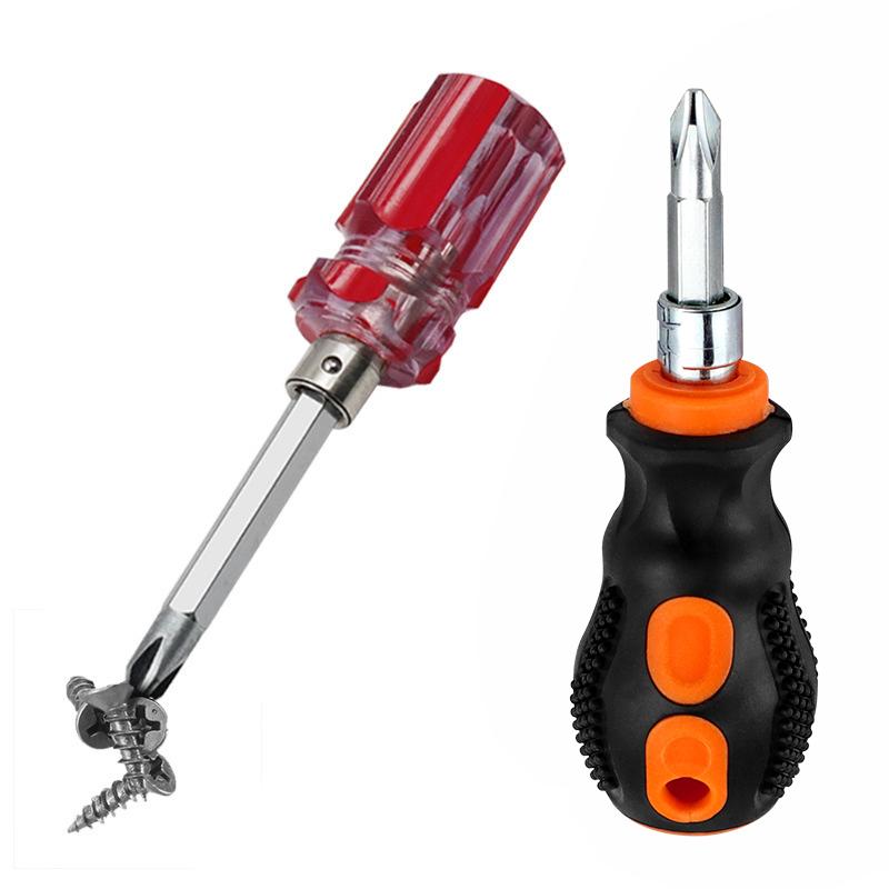 1pcs Short Handle Screwdriver Set Portable Encapsulation/Crystal Radish Handles Flat Crosshead Screwdrivers For Repairing Tools
