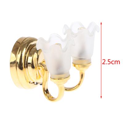 1:12 Domeček pro panenky Mini nástěnná lampa Led lampa Dvouhlavá tulipánová nástěnná světelná hračka