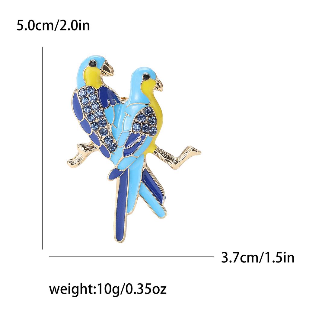 Personality Fashion Cute Two Parrot Brooches for Women Unisex Bird Pins Available Office Party Accessories Gifts