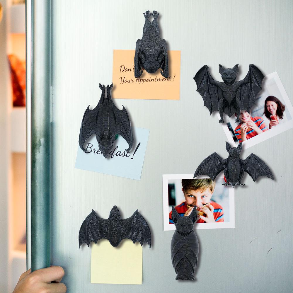 4/6PCs Black Bat Spider Magnetic Refrigerator Sticker Party Decoration Horror Spider Halloween Decorations for Home