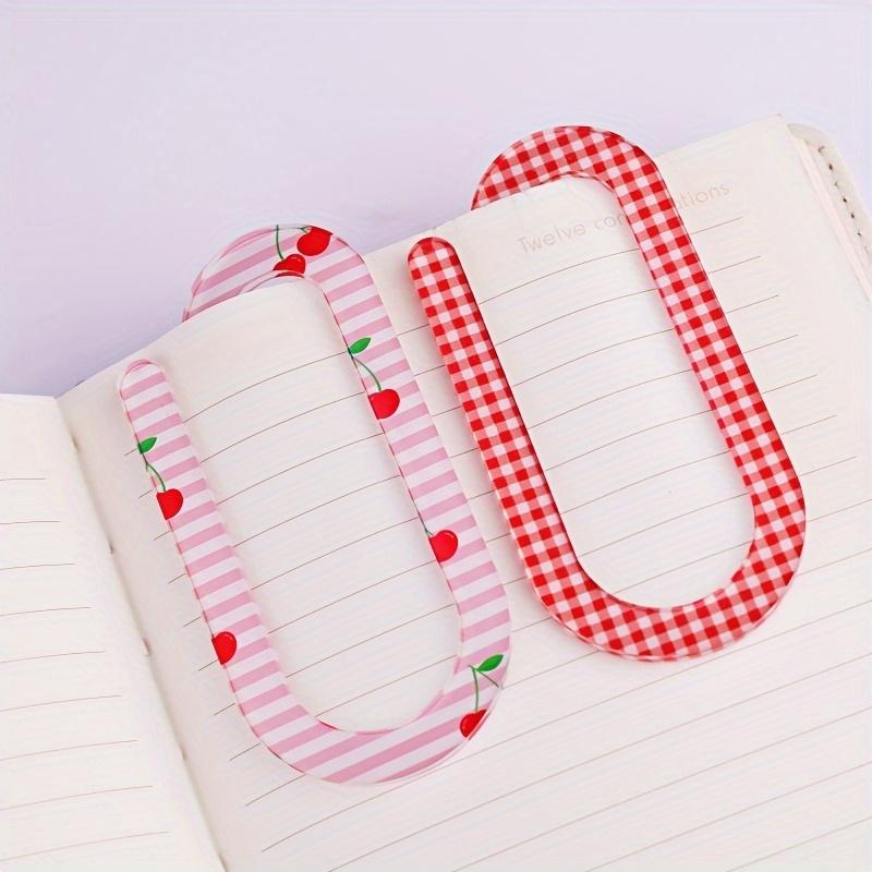 10Pcs Cute Printed Acrylic Paper Clips Large Printed Bookmark Clamps For Notebook File DIY Organizing