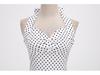 Retro Polka Dot Halter Backless Lace-up Bodycon Waist-Cinching Long-Sleeved Dress for Women