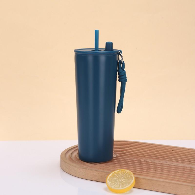 Stainless Steel Vacuum Insulated Travel Mug With Handle Straw 710ml Double Wall Car Cup Outdoor Office Commute
