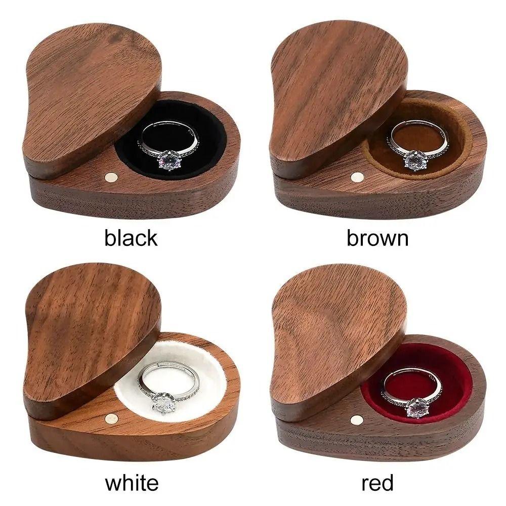 Portable Wooden Jewelry Box Walnut Wood Earring Storage Box Creative Engagement Ring Box  Birthday