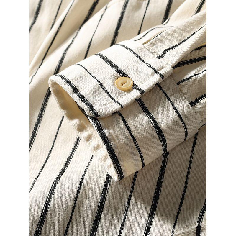 Japan fashion Retro Designer Stripe Shirts Men's Long sleeve Spring and Autumn Outerwear Export Men's Cotton Casual Shirt
