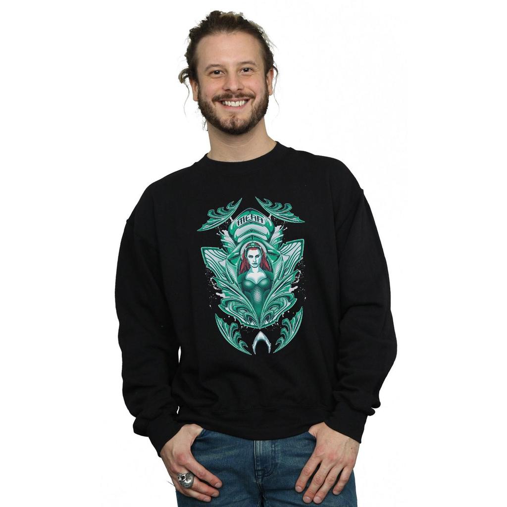 DC Comics Mens Aquaman Mera Crest Sweatshirt