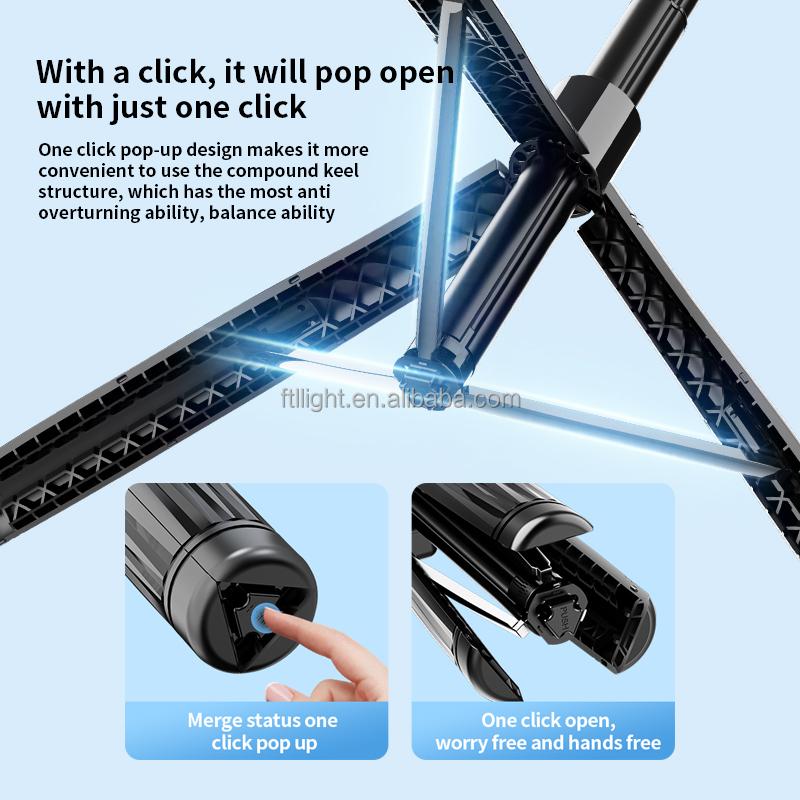 Portable AI Camera Tracking Selfie Stick with Extendable Tripod Rotating Head and LED Light