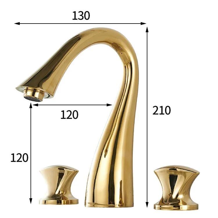 Gold Basin Faucets Total Brass Black Bathroom Faucet Sink Faucets 3 Holes Hot And Cold Waterfall Faucet Water Tap