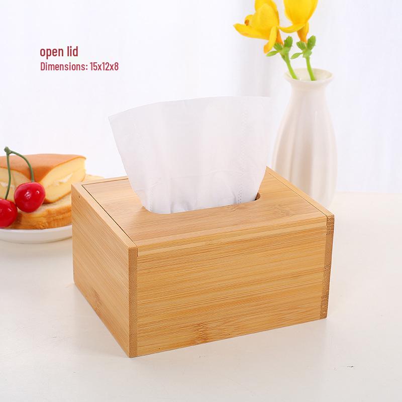 Bamboo Wood Paper Towel Box - Modern Desktop & Car Storage, Creative Bamboo Material, Suitable for Home.