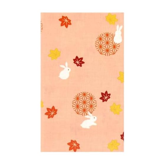 Hamamonyo Tenugui Towel - Mame Usagi Autumn Leaves Play - Japanese Goods Cotton 100%