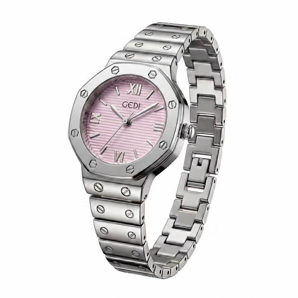 Medieval Multi-Color Octagonal Rivet Watch Women'S Retro Light Luxury Steel Belt Quartz Watch High-End Versatile Commuter Watch
