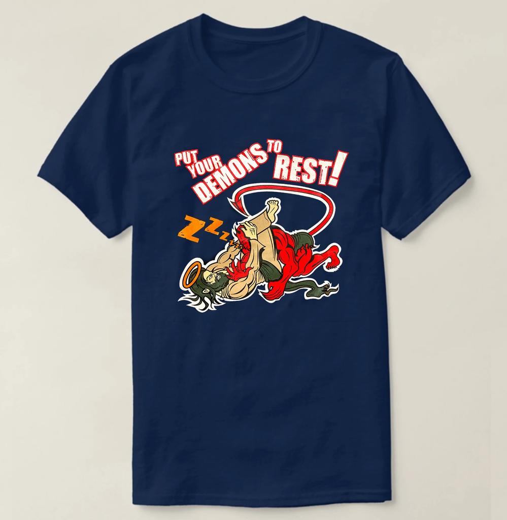 Put Your Demons To Rest. Funny Christian Jesus MMA Combat T-Shirt 100% Cotton O-Neck Short Sleeve Casual Mens T-shirt Size S-3XL