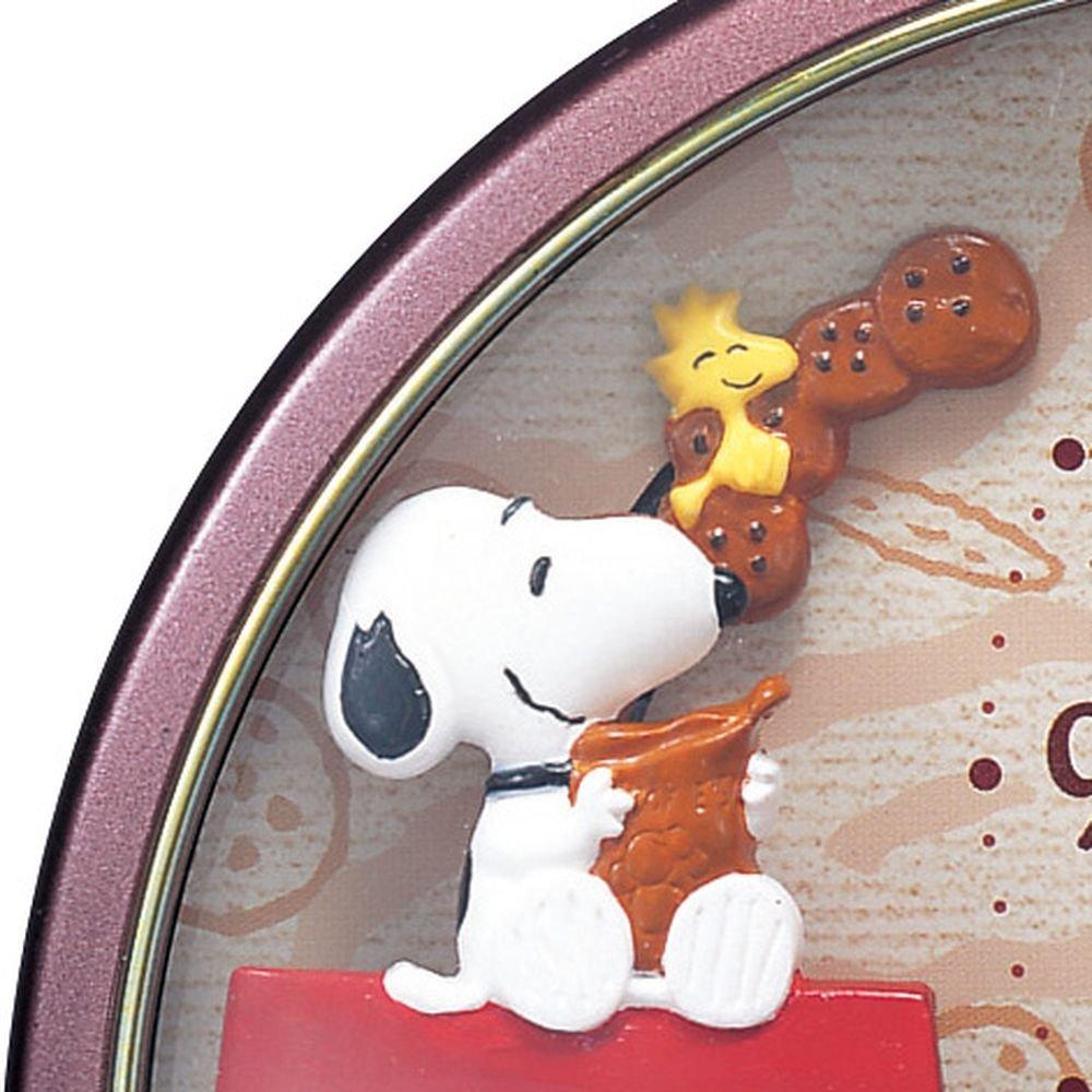 RHYTHM Snoopy Budík Postavička Analógový R506 Elektronický Zvukový Budík Hnedý 4SE506MJ09