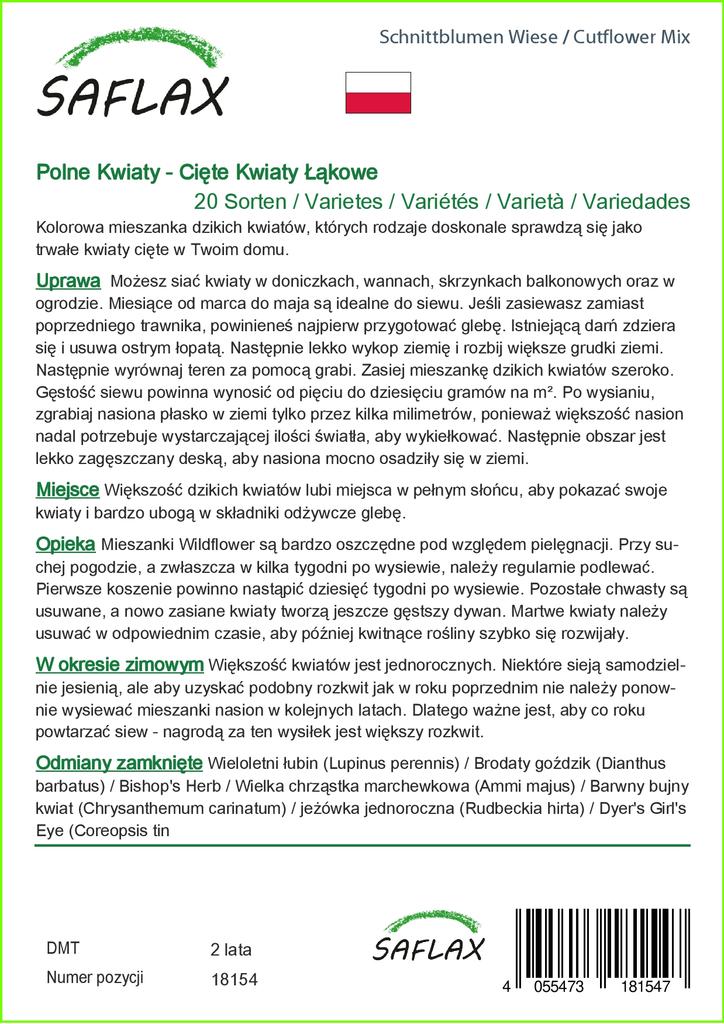 SAFLAX Cutflower Mix - 1000 Seeds - 20 Wildflower Mix