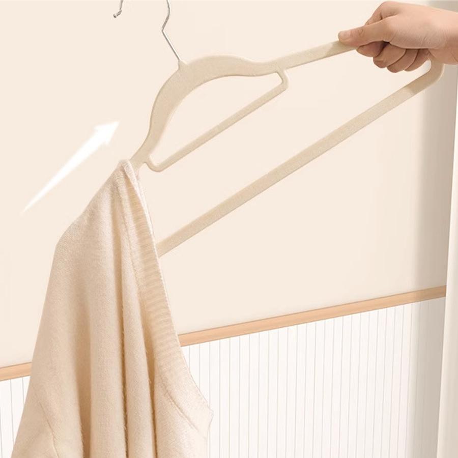 10PCS Flocking Clothes Rack Thickened Non-slip and Non-marking Hangers Storage Rack Household Wet and Dry Drying Racks