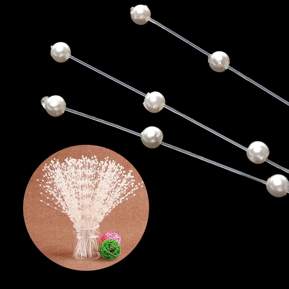 Handmade Wedding Decor White Line Beads White Pearl Beaded Bridal Bouquets 24cm For Bride-to-be Gift Bridal Showers Wedding