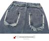 Damen Vintage High Waist A-Linien Denim Midi-Rock mit Fransen-Saum und Trendy Schlitz