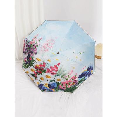 Paraguas de sol para mujer resistente a los rayos UV de doble propósito para días soleados y lluviosos, margarita de doble capa con pegamento negro, paraguas sombrilla