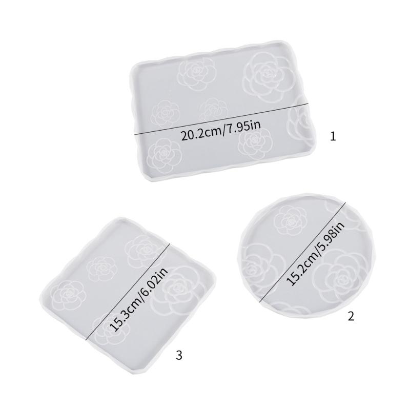 Round Coaster Mold Rose Flower Coaster Molds Silicone Mould for Cup Mat Square Tray Making DIY Epoxy Resin Molds Craft