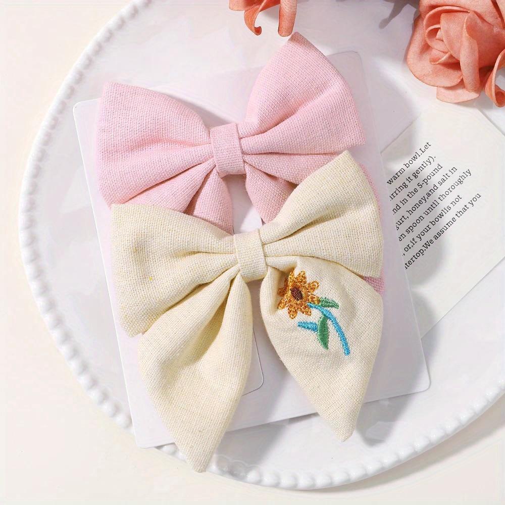 Embroidery Bows Hair Clips Solid Hairpins for Handmade Ribbon Barrettes Butterfly Hair Pin Headwear