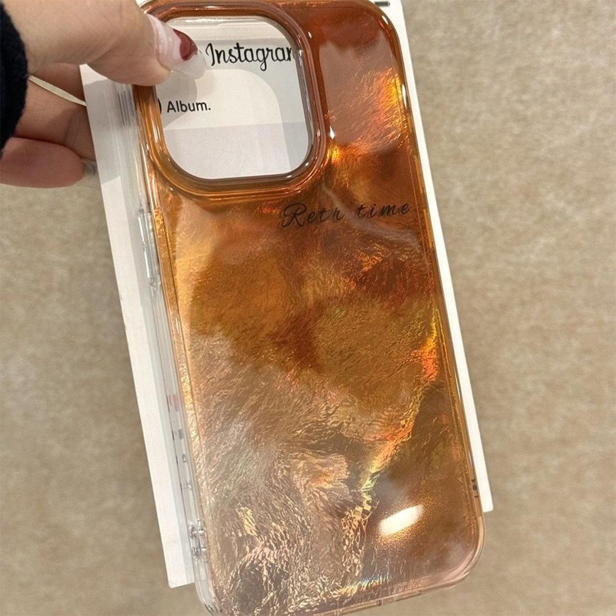 

Magnetic Suction Cute Pleated Tin Foil Phone Case, Phone Leather Case, Phone Case, Transparent Tape Pattern, Gradient High-end Feeling, Personality For iPhone 17PROMAX