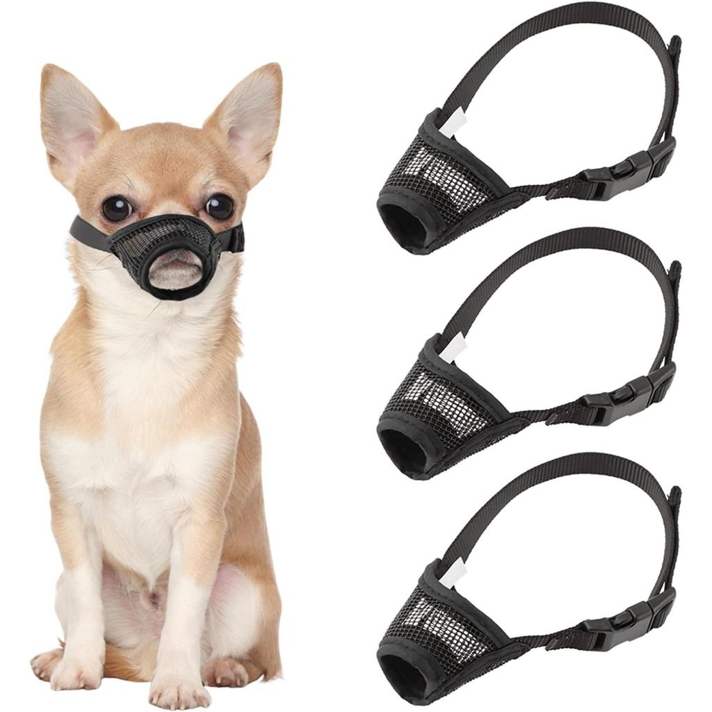 3pack Dog Muzzle Suits for Small Dogs, Drinkable Breathable Mouth Guard, Adjustable Strap Soft Dog Muzzle to Prevent Biting Chewing, Air Mesh Muzzles