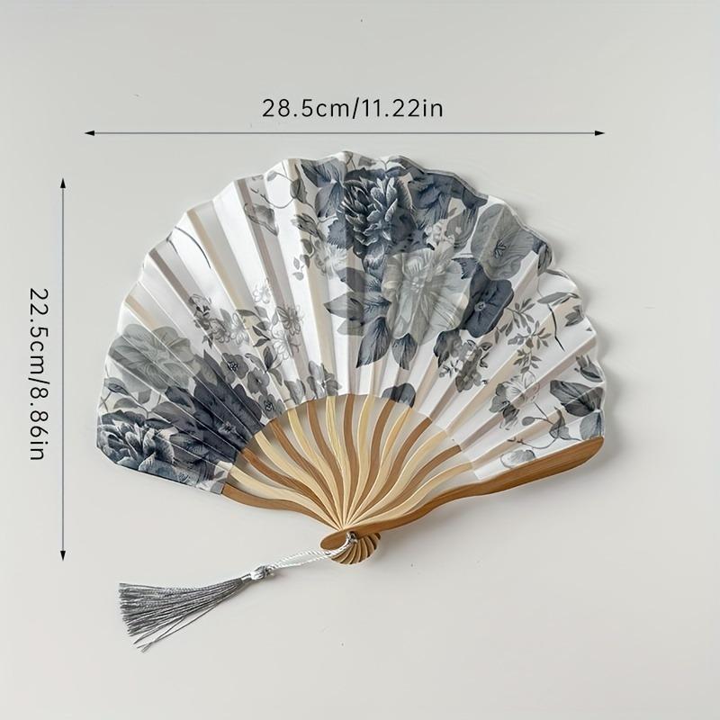 Elegant Linen Handheld Folding Fan Ink Painting Style ,Ideal for Weddings, Stage Props, and Summer Decor