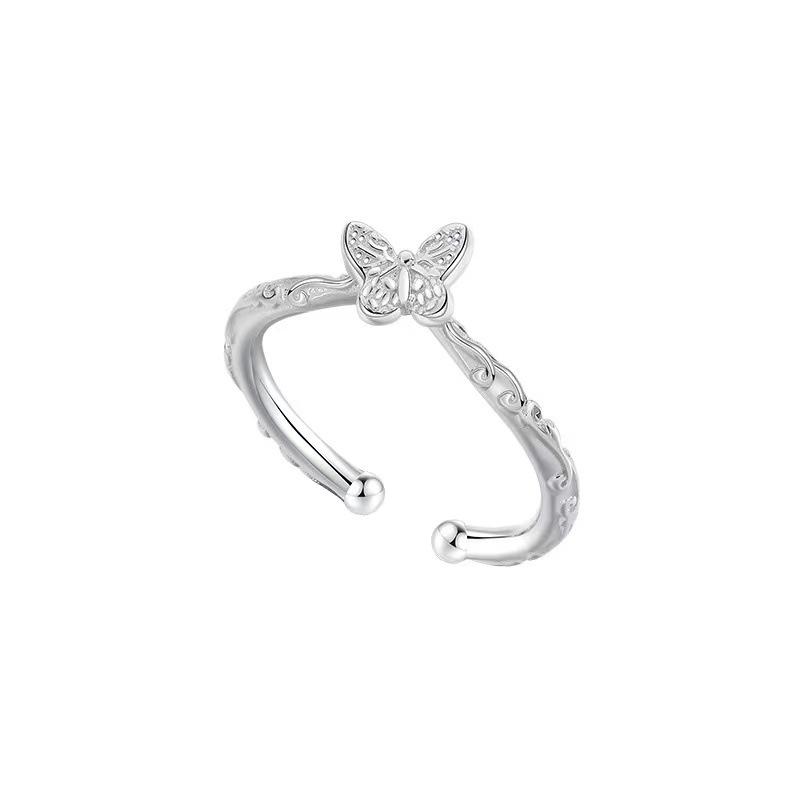 925 Silver Butterfly Luxury Open Ring - Women's High-End Index and Tail Band