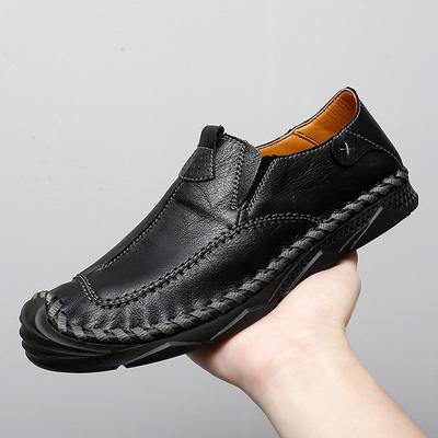 Men's Shoes New Spring and Summer Breathable Leather Casual Shoes Men's Cowhide Driving Shoes Soft Sole Shoes Men's