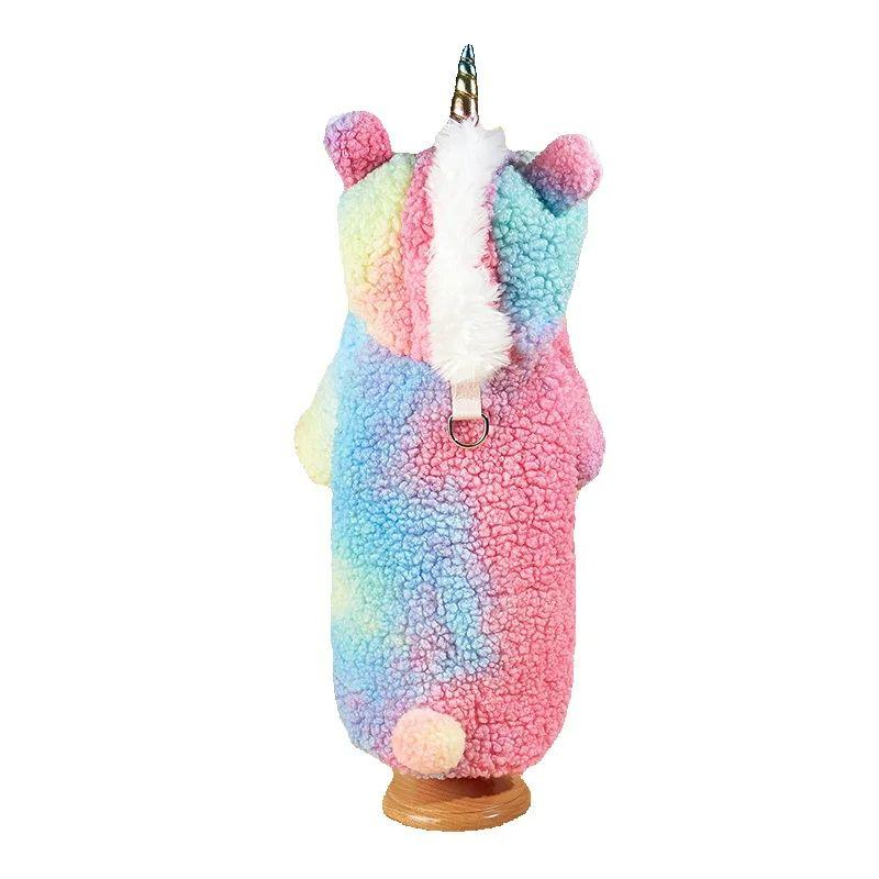 

Pet Costume Dog Unicorn Transformation Clothes Cat Dog Transformation Pet Clothes Dog Apparel Two-Feet Hat Unicorn Costume S рожевий