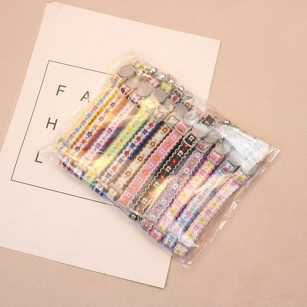 Floral Embroidered Cat Collars Adjustable Cat Supplies New Pet Collars
