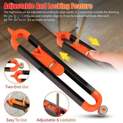 כלי שרטוט קווי מתאר מדויק עם עפרונות קומפקטי נייד קל לשימוש כלי למדידת קווי מתאר עם נעילה מתכווננת לעבודת עץ