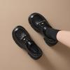 Platform small leather shoes women's 2025 new autumn British style black loafers thick heel small height-increasing single shoes women