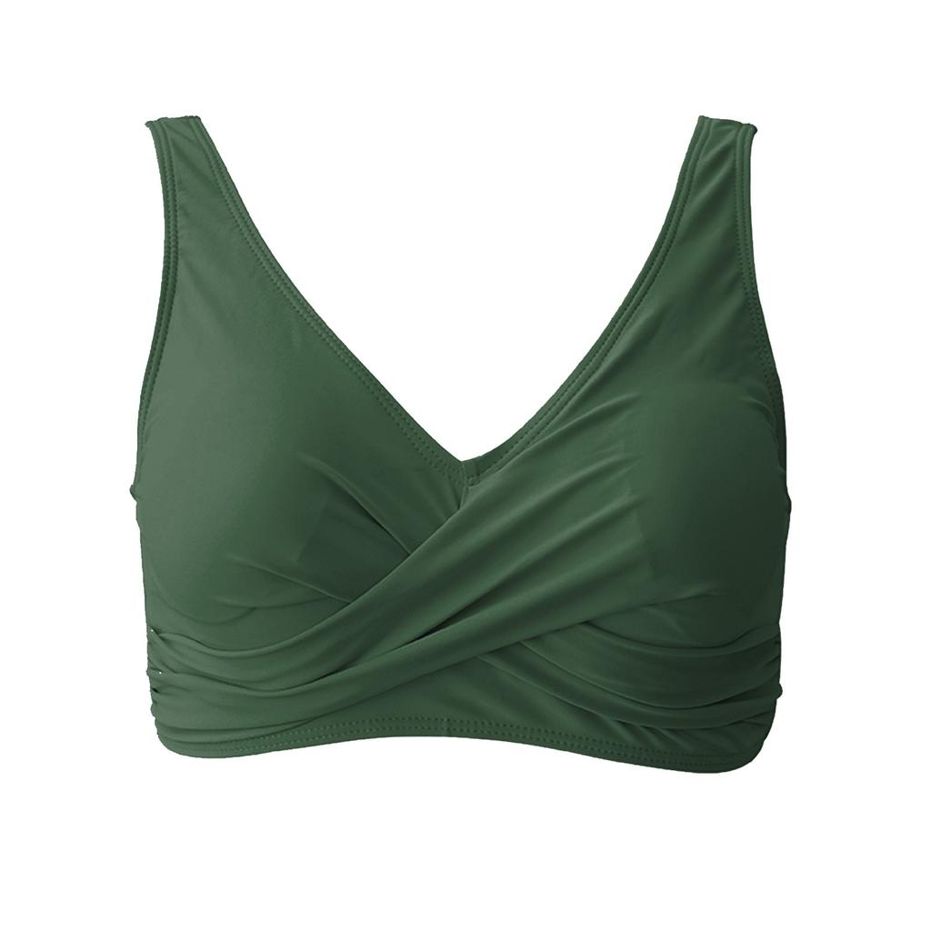 Women  Bikini Top Tummy Swim Tops V Neck Bathing Suit Top No Bottom