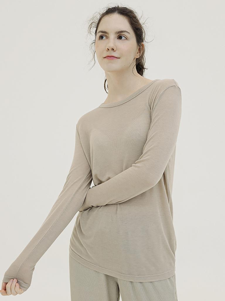 CHIQUITA Mild Long T-Shirt Beige 250709Be