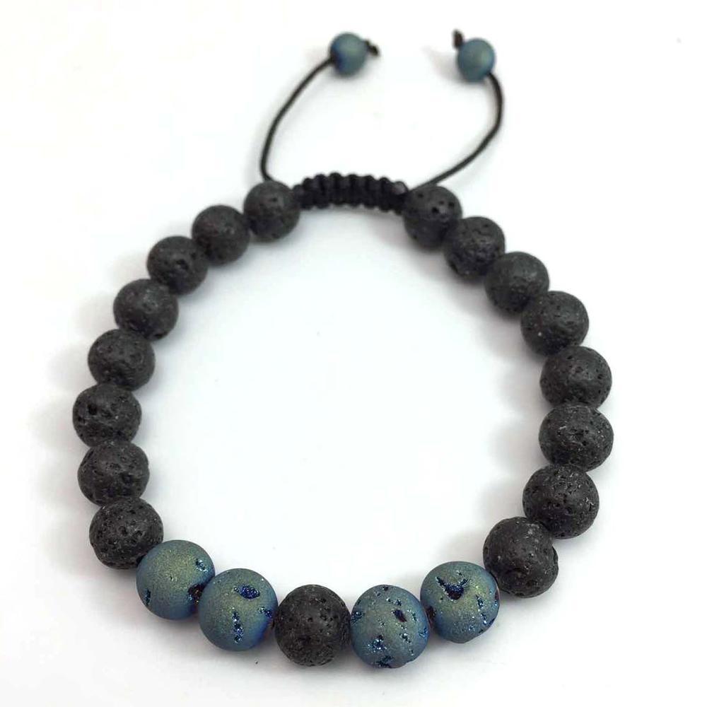 Energy Volcanic Stone Yoga Bracelet - 8mm Natural Woven Beads