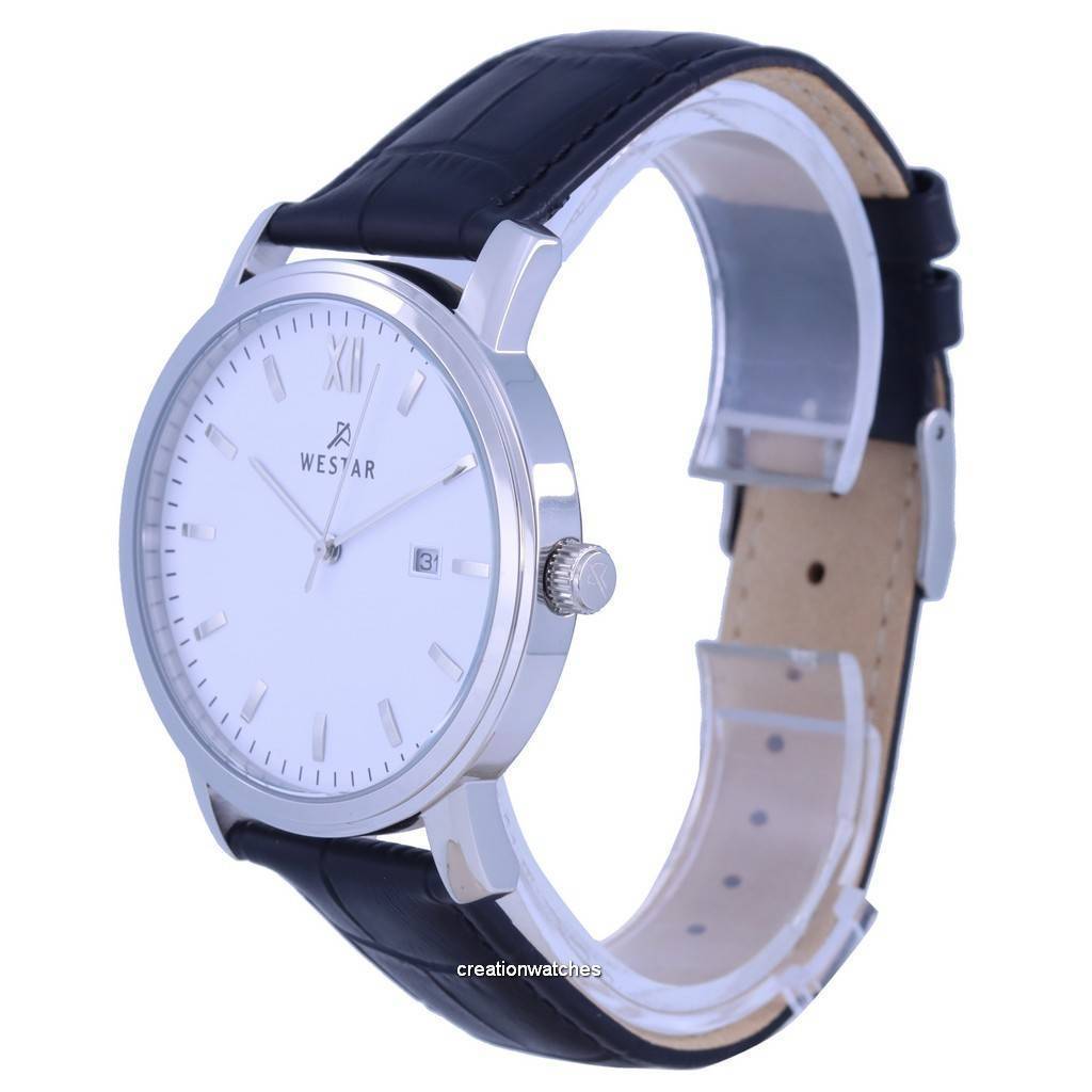 Westar White Dial Leather Strap Quartz 50244 STN 101 Men's Watch